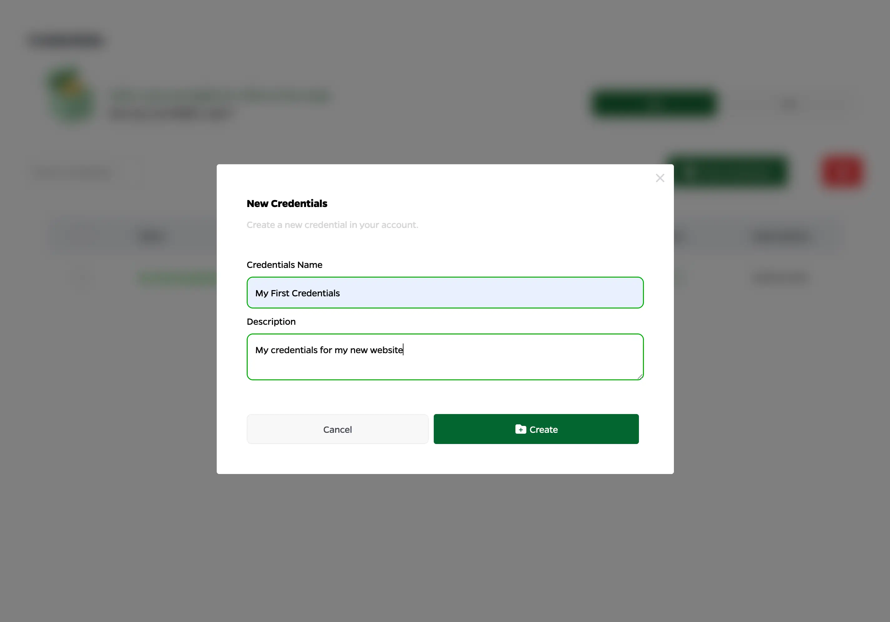 Credentials Form 